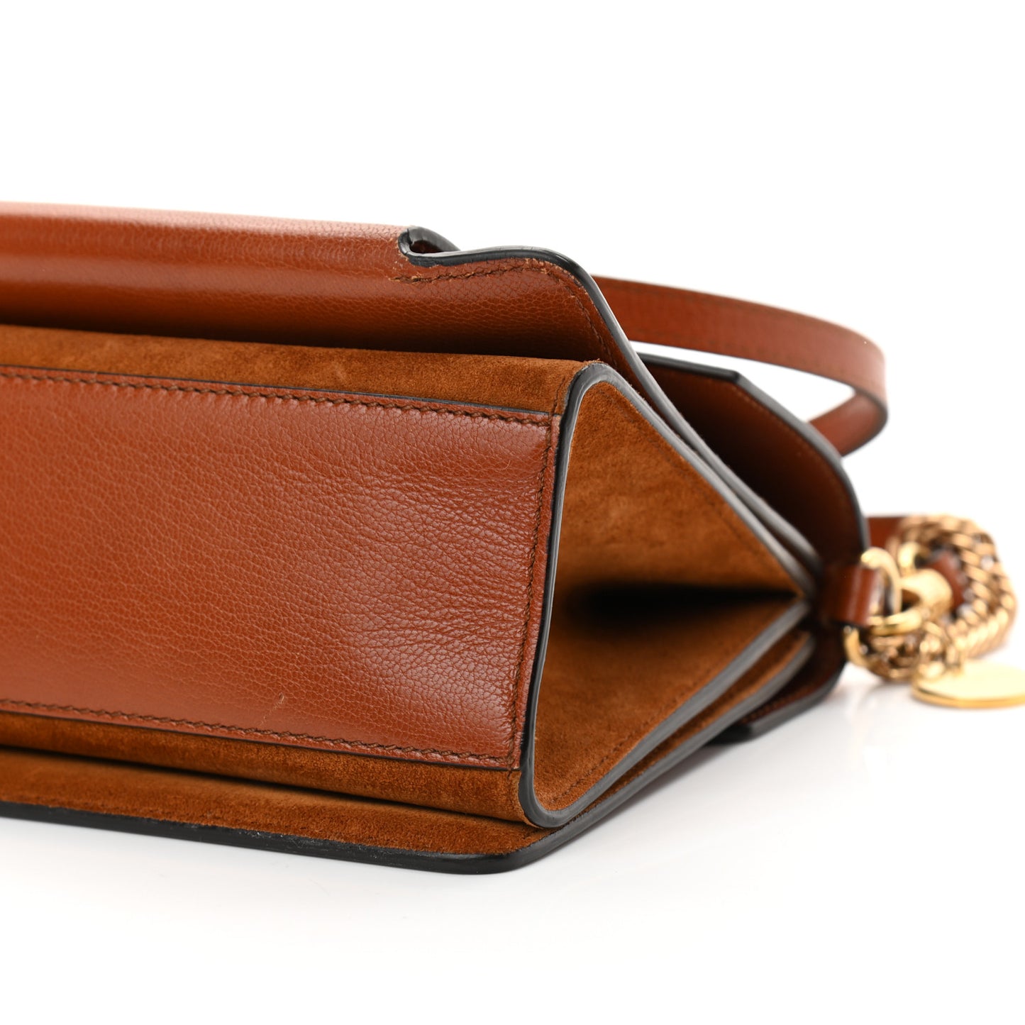 Goatskin Suede Small GV3 Shoulder Bag Amber Mastic