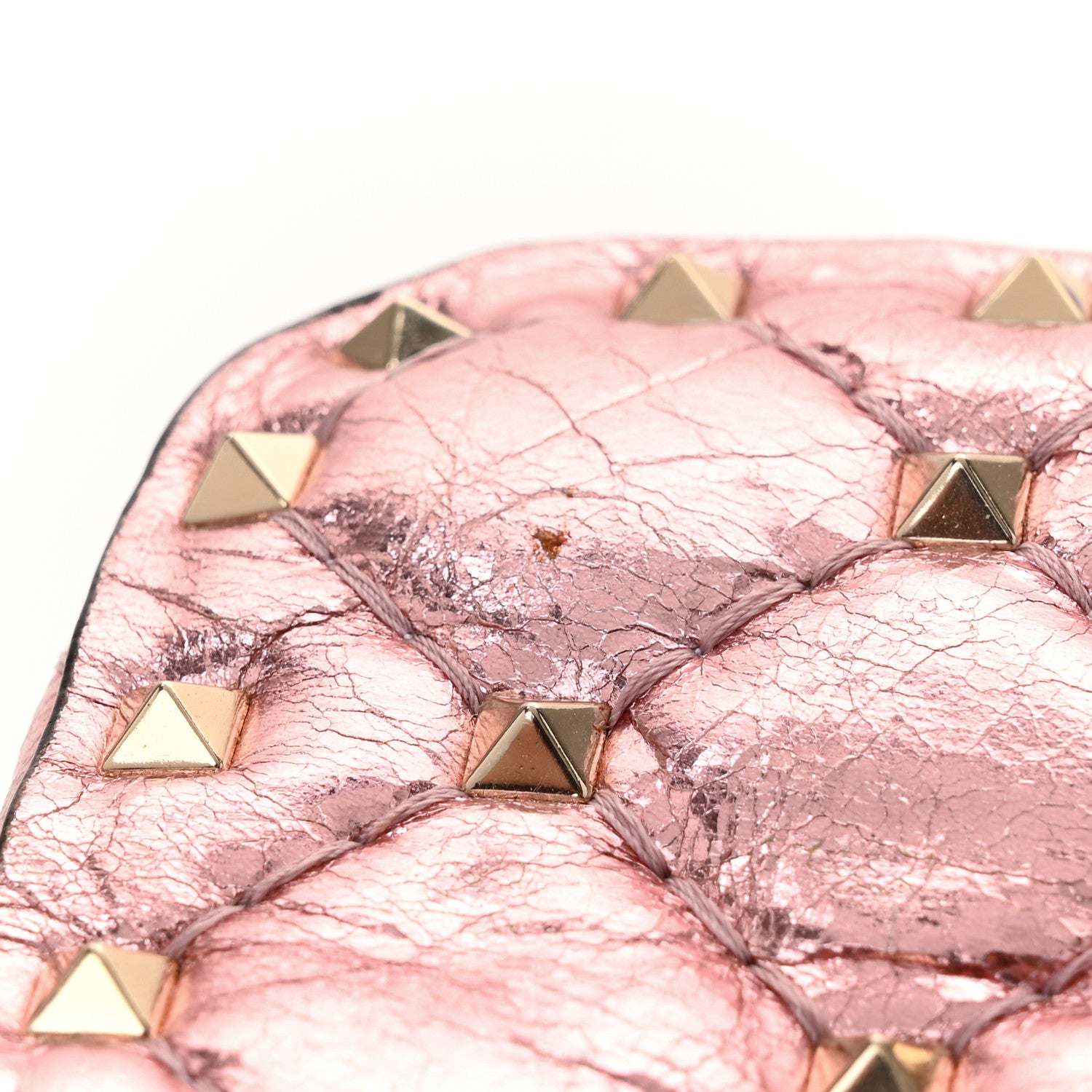 Valentino Garavani Metallic Wrinkled Lambskin Small Rockstud Spike Shoulder Bag Lipstick 10 of 10