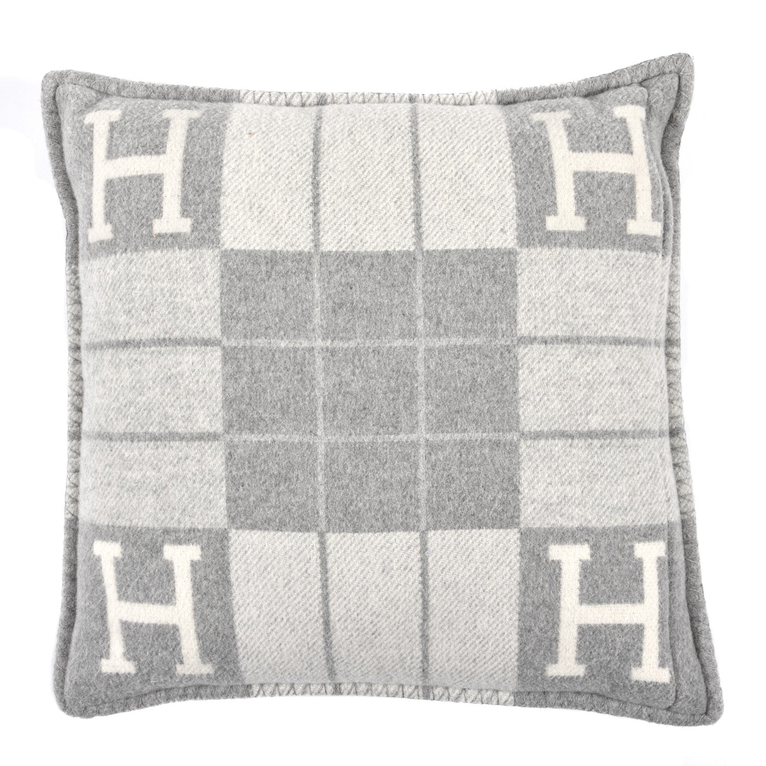 Hermes Wool Cashmere Avalon III Pillow PM Ecru Gris Clair 2 of 3