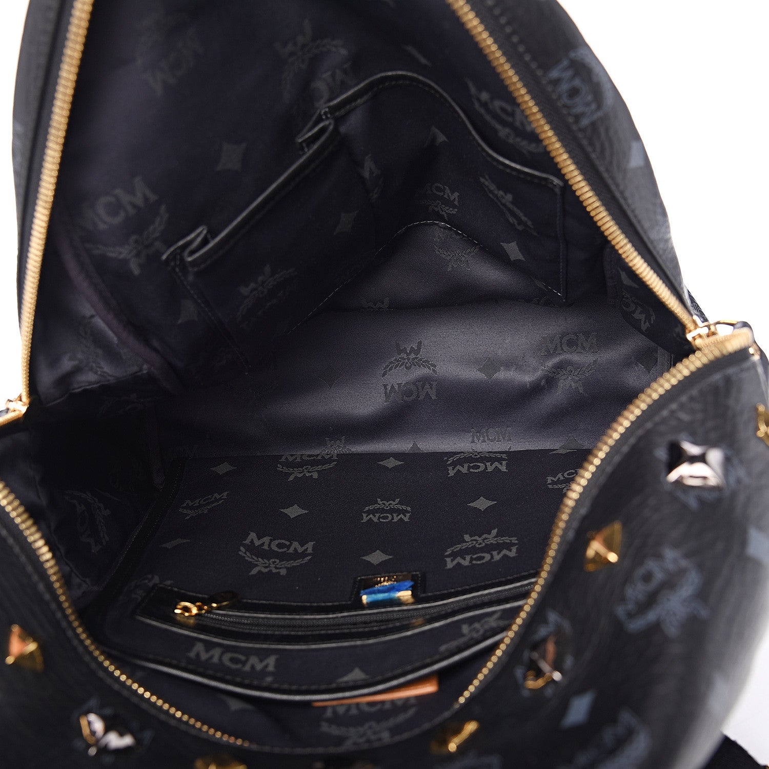 MCM Visetos Studded Medium Stark M Backpack Black 4 of 9