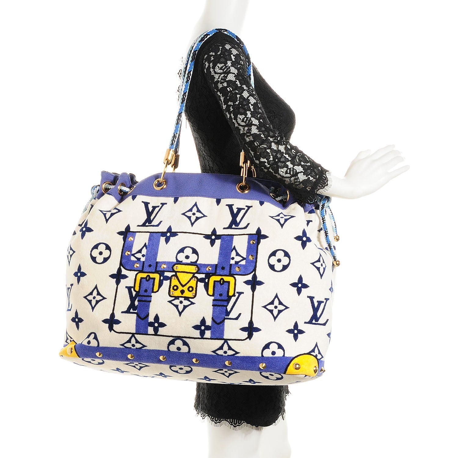 Louis Vuitton Cotton Monogram Eponge Cabas Blue 2 of 7