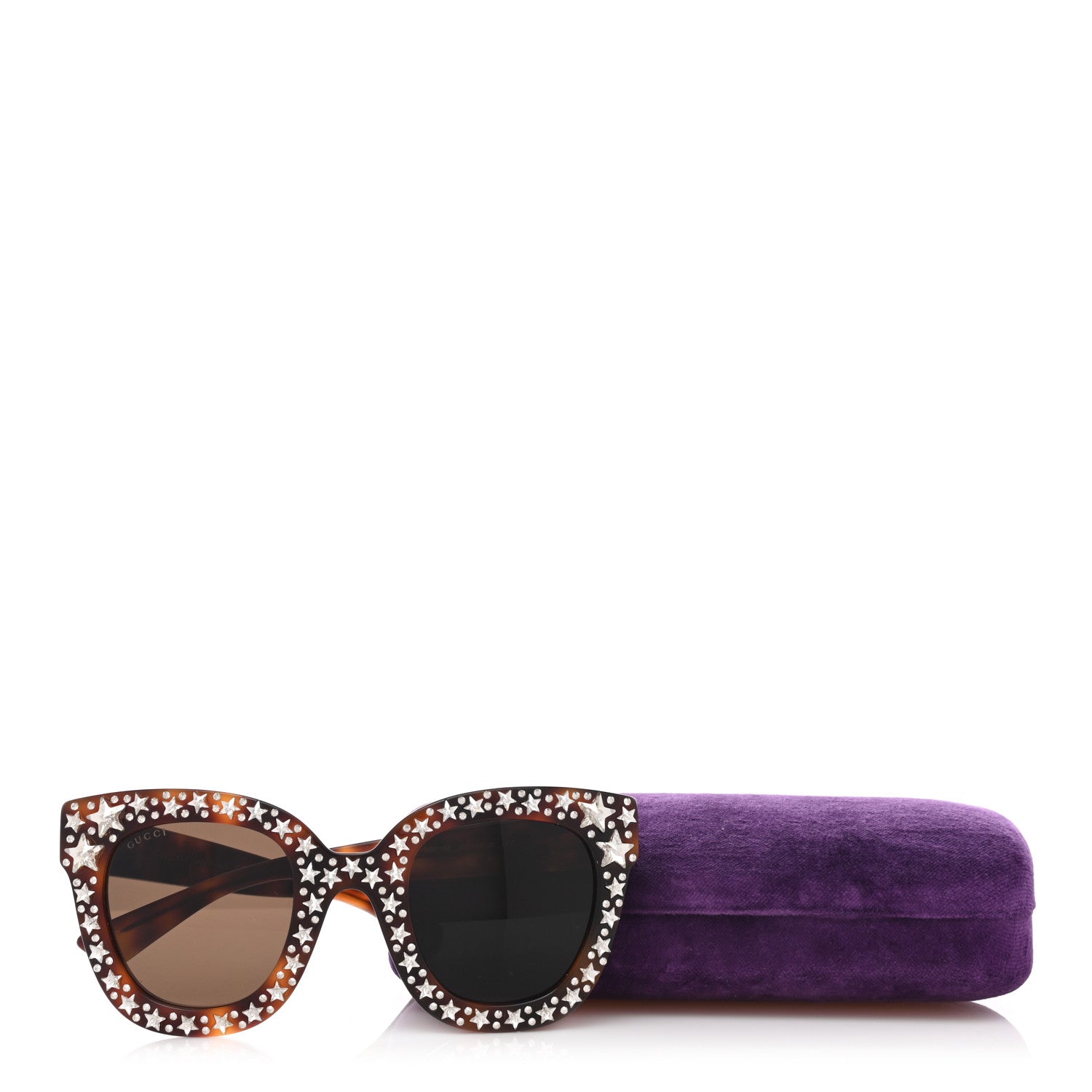 Gucci Acetate Stars Cat Eye Sunglasses GG0116S Havana 9 of 9