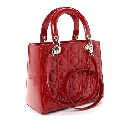 Christian Dior Patent Cannage Medium Lady Dior Burgundy Red 5 of 17