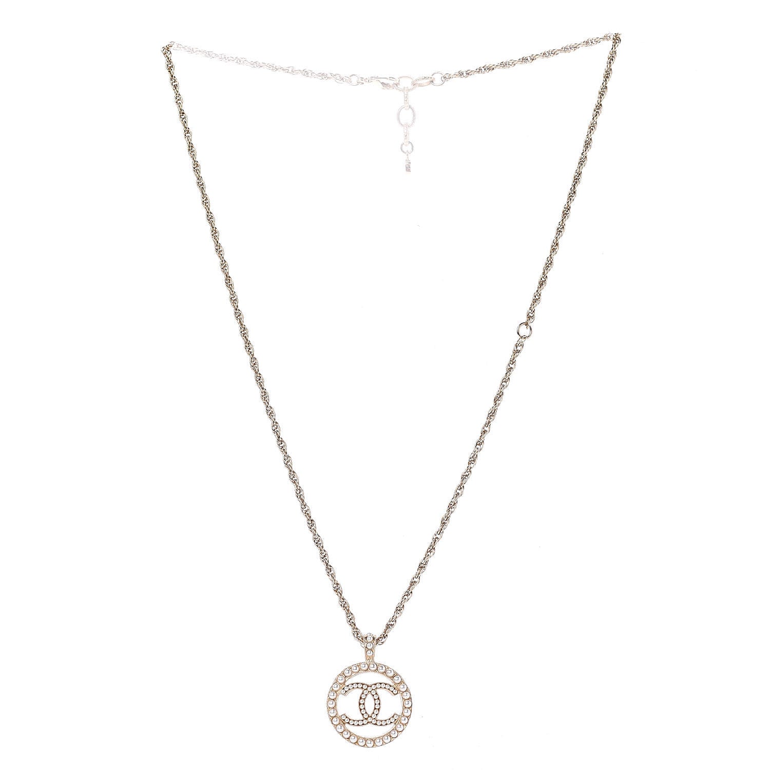 Chanel Pearl CC Round Pendant Necklace Gold 3 of 6
