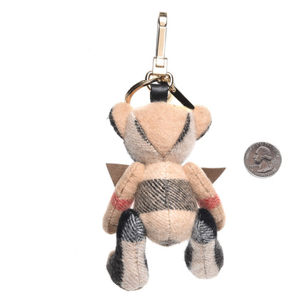 Burberry Cashmere House Check Thomas Bear Bag Charm Camel Gold 2 of 5