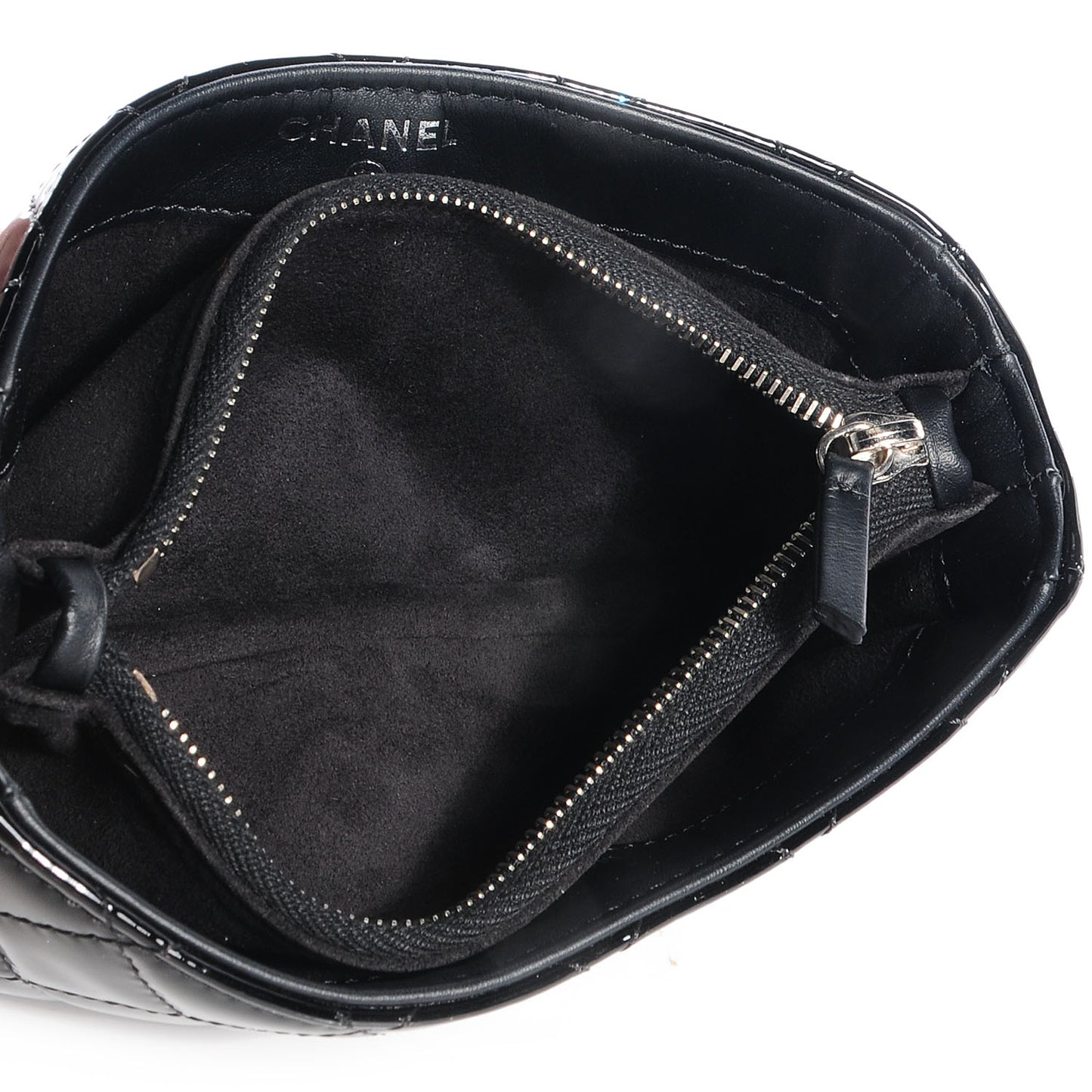 Patent Quilted Mini Phone Clutch Black