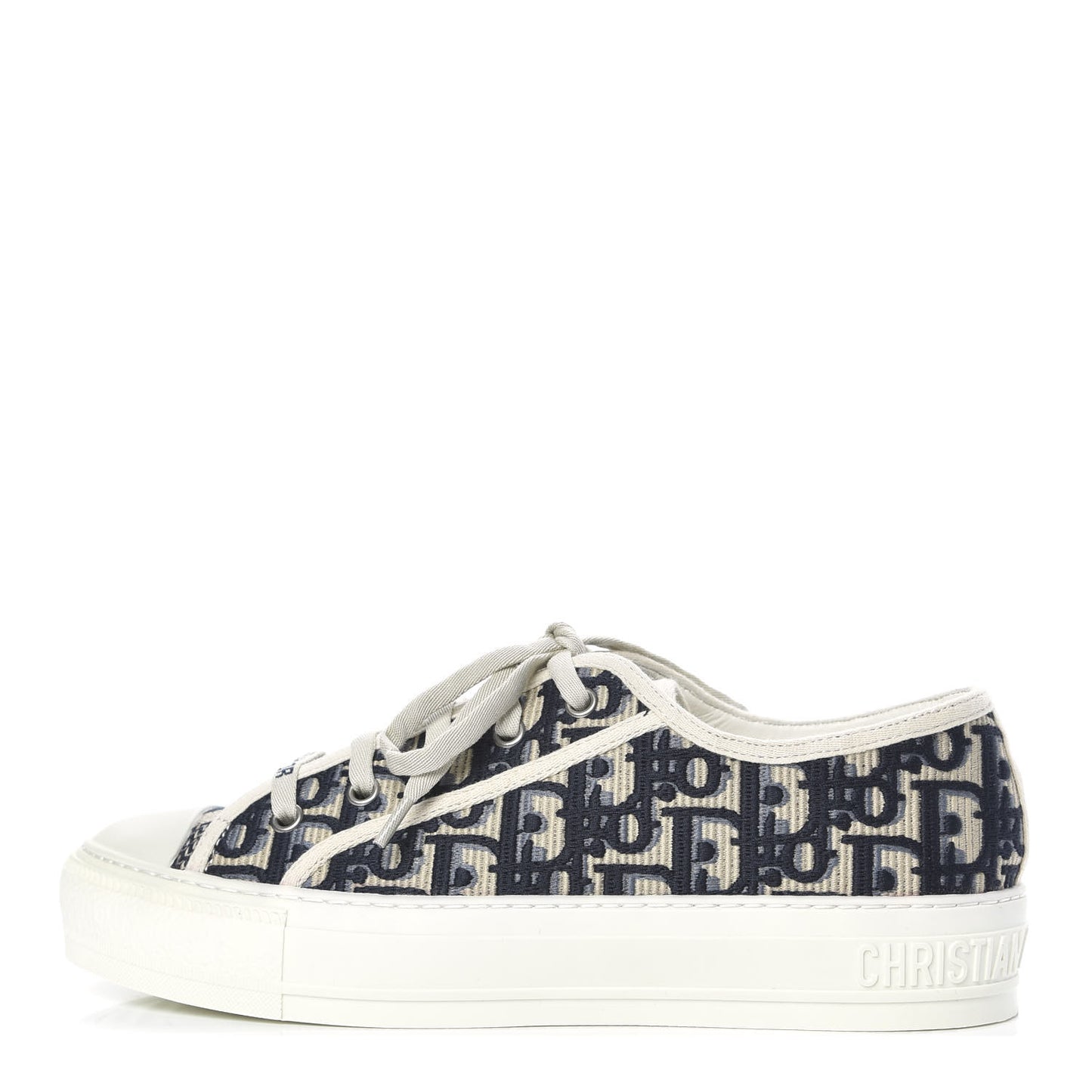 Canvas Oblique Walk'N'Dior Low Top Sneakers 38.5 Deep Blue