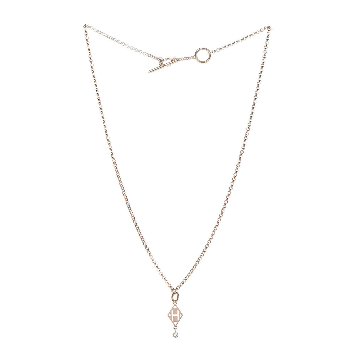 18K Rose Gold Diamond Gambade Pendant Necklace