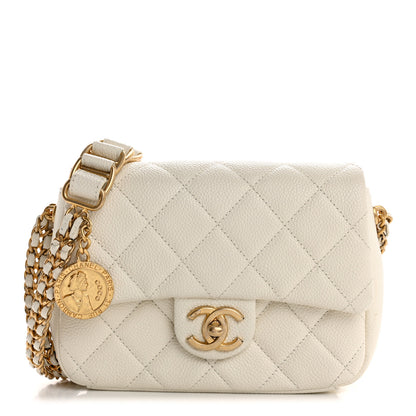 Chanel Caviar Quilted Mini Chain Soul Flap White 1 of 13