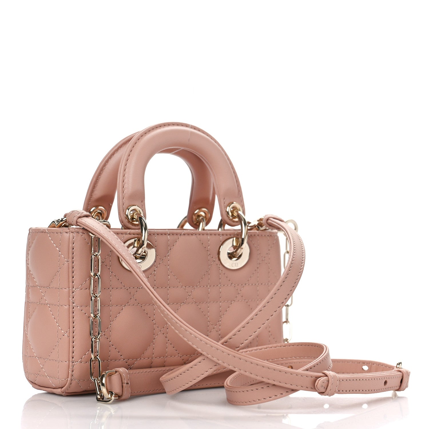 Christian Dior Lambskin Cannage Micro Lady D-Joy Rose De Vents 3 of 8