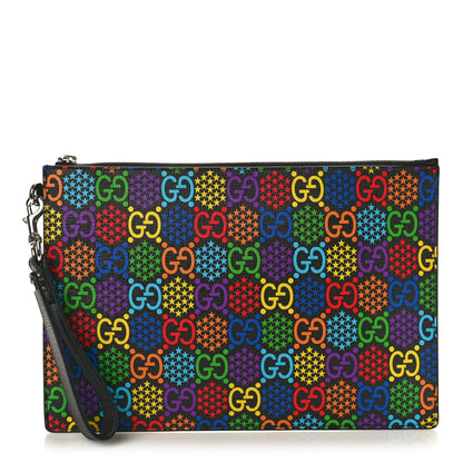 Gucci GG Supreme Monogram Psychedelic Zip Wristlet Pouch Black Multicolor 1 of 8