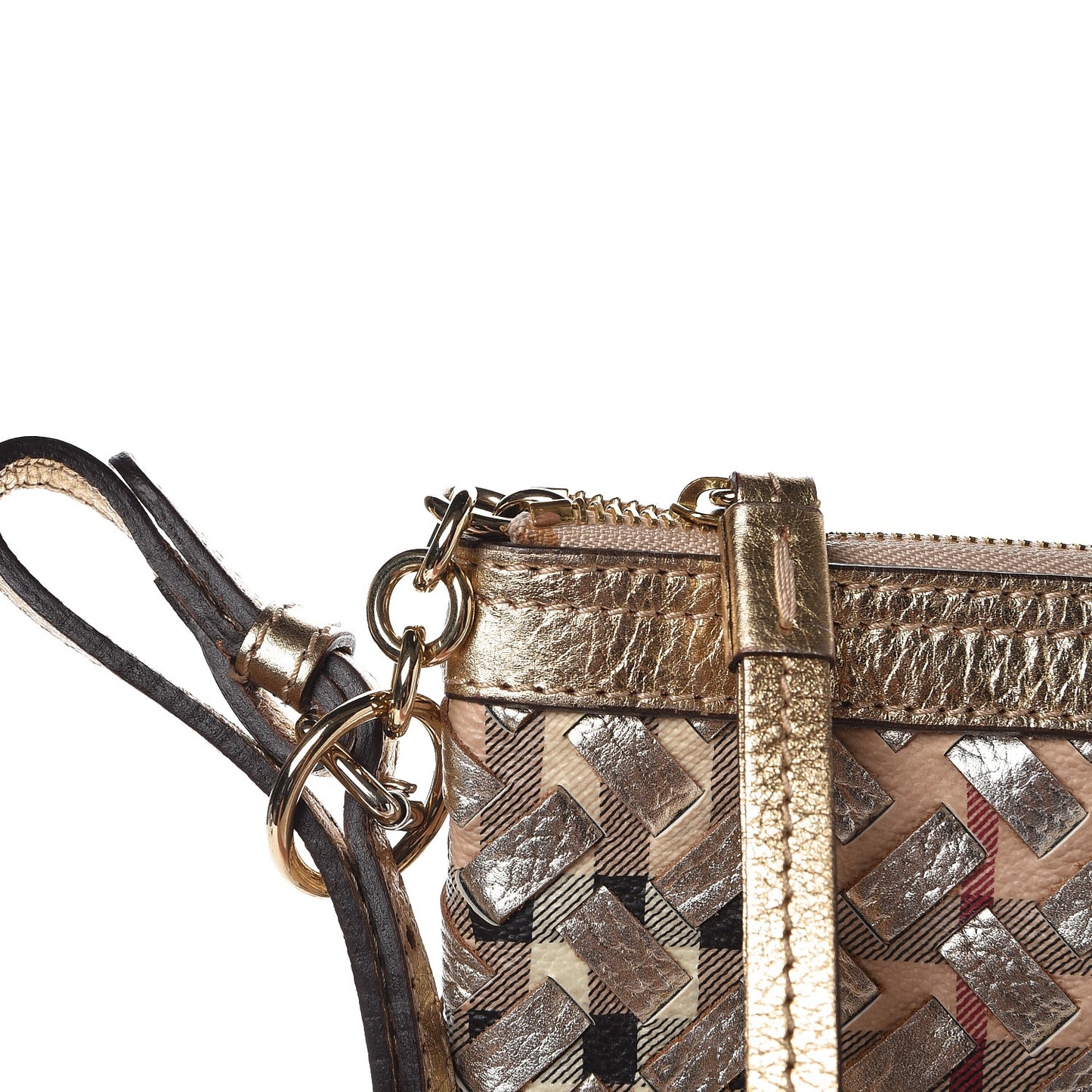 Woven Leather Nova Check Ashcombe Clutch Gold