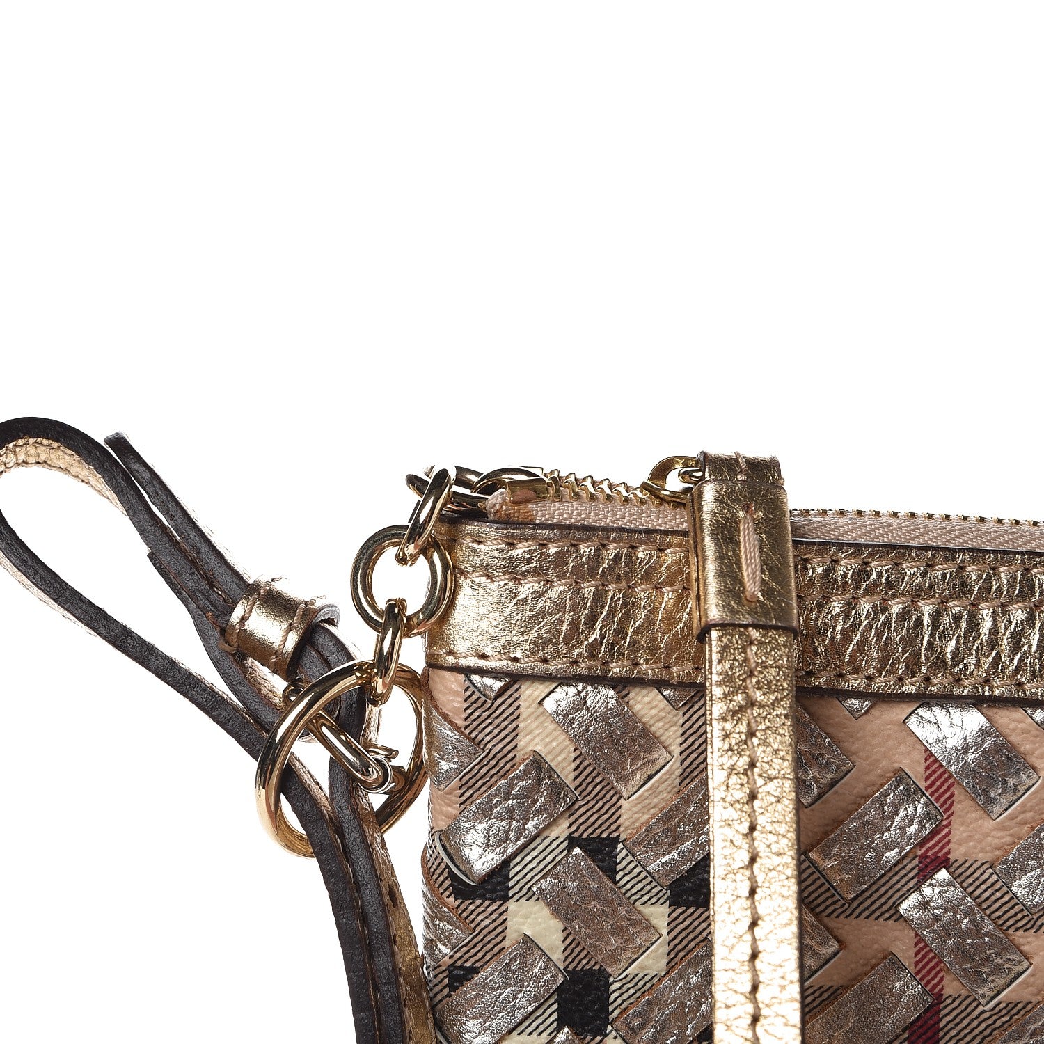 Burberry Woven Leather Nova Check Ashcombe Clutch Gold 6 of 10
