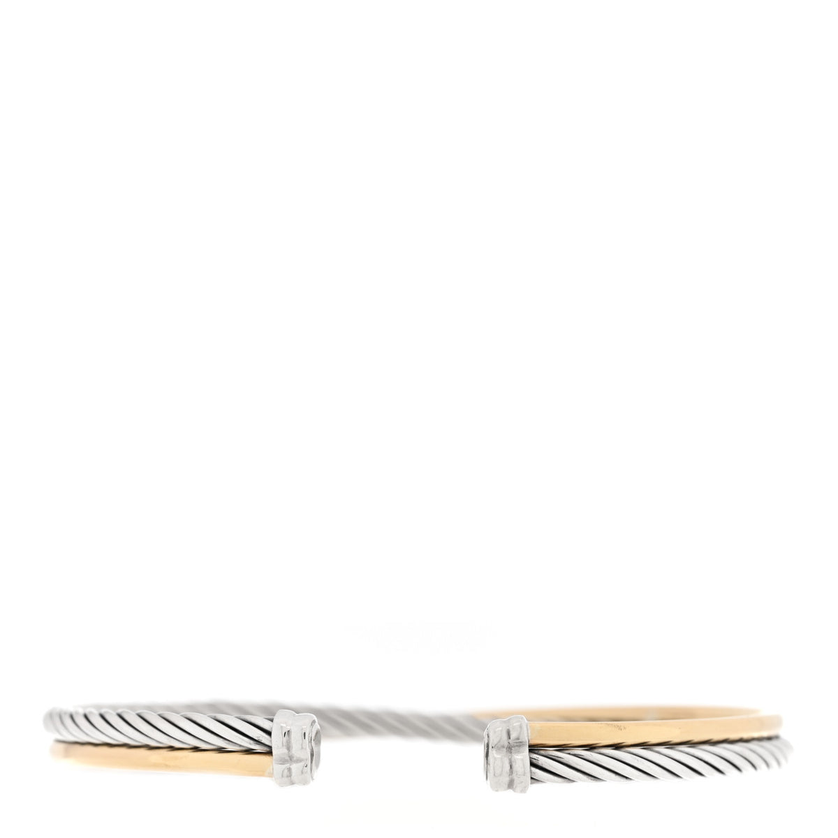 Sterling Silver 18K Yellow Gold 5mm Crossover Cuff Bracelet
