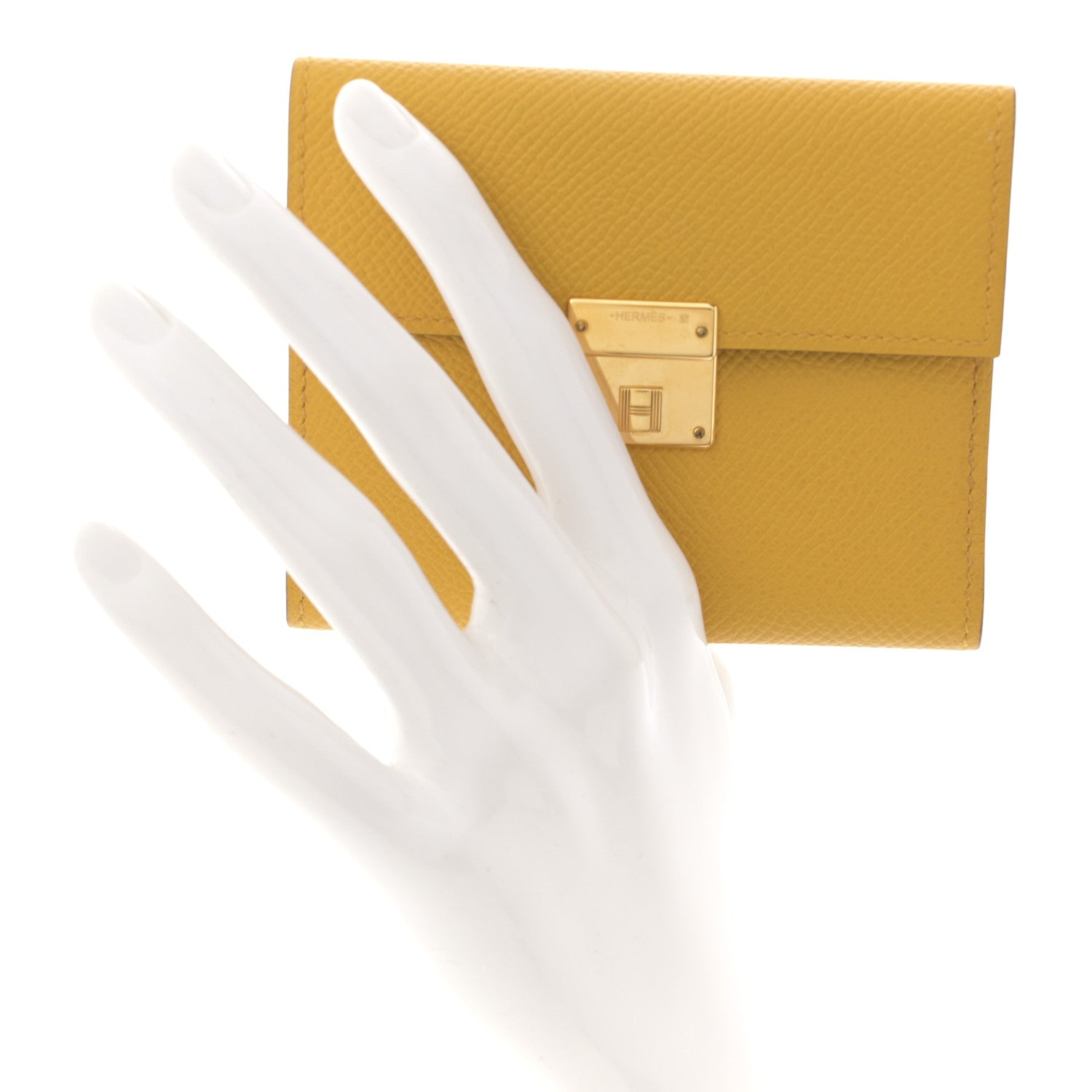 Hermes Epsom Mini Clic Card Holder Jaune Ambre 2 of 7