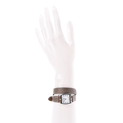 Hermes Stainless Steel Swift 26mm Cape Cod Tonneau Double Tour Quartz Watch Etoupe 2 of 9