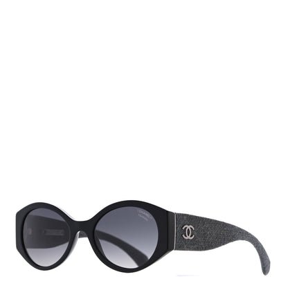 Chanel Acetate Denim Oval Polarized Sunglasses 5405 Black Blue 1 of 9
