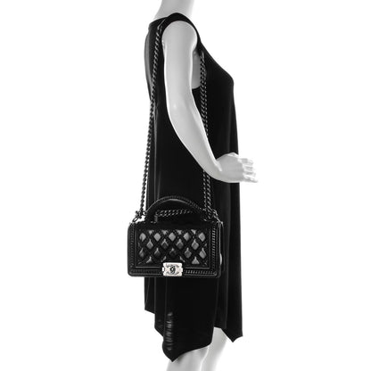 Chanel Calfskin Quilted Medium Boy Top Handle Flap Black 2 of 7