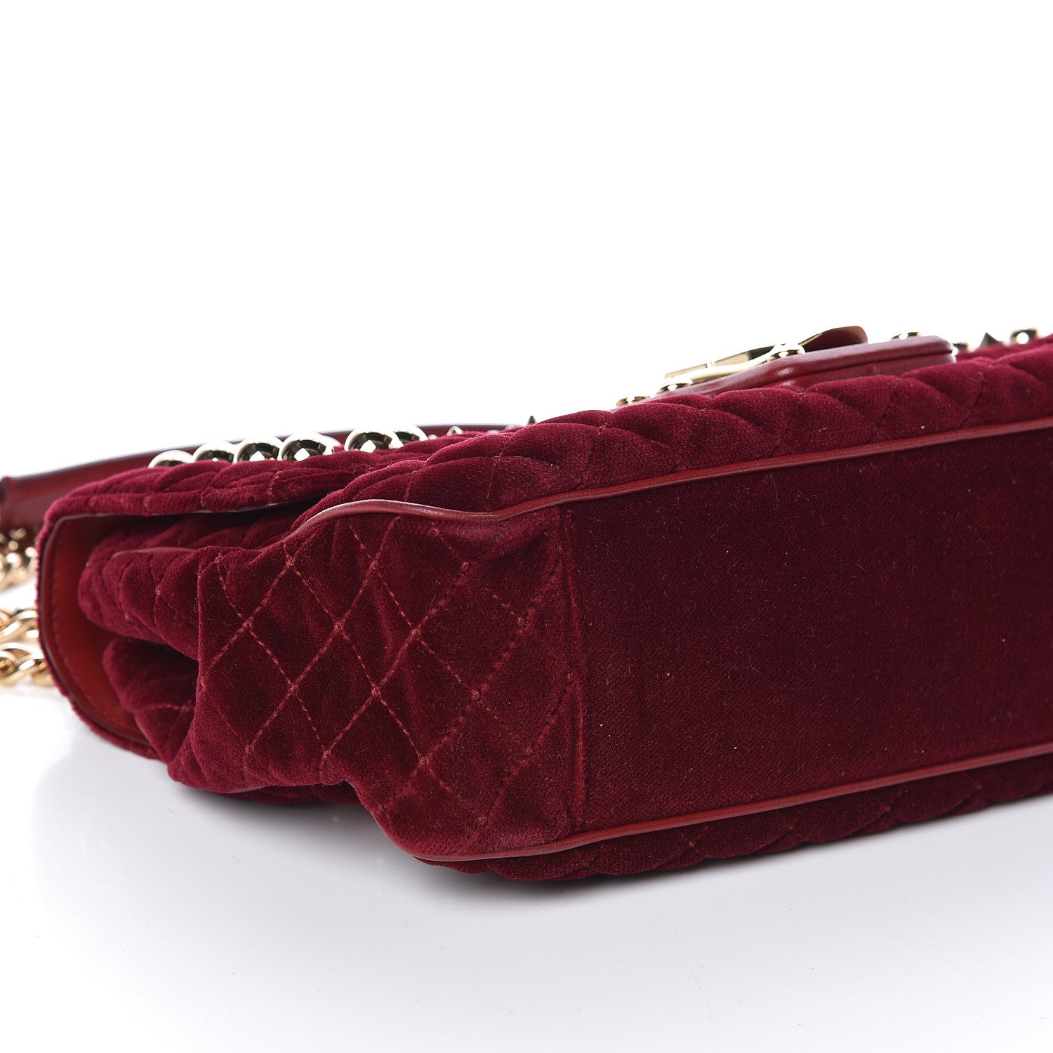 Dolce & Gabbana Velvet Watersnake Embellished Lucia Shoulder Bag Dark Purple 9 of 10