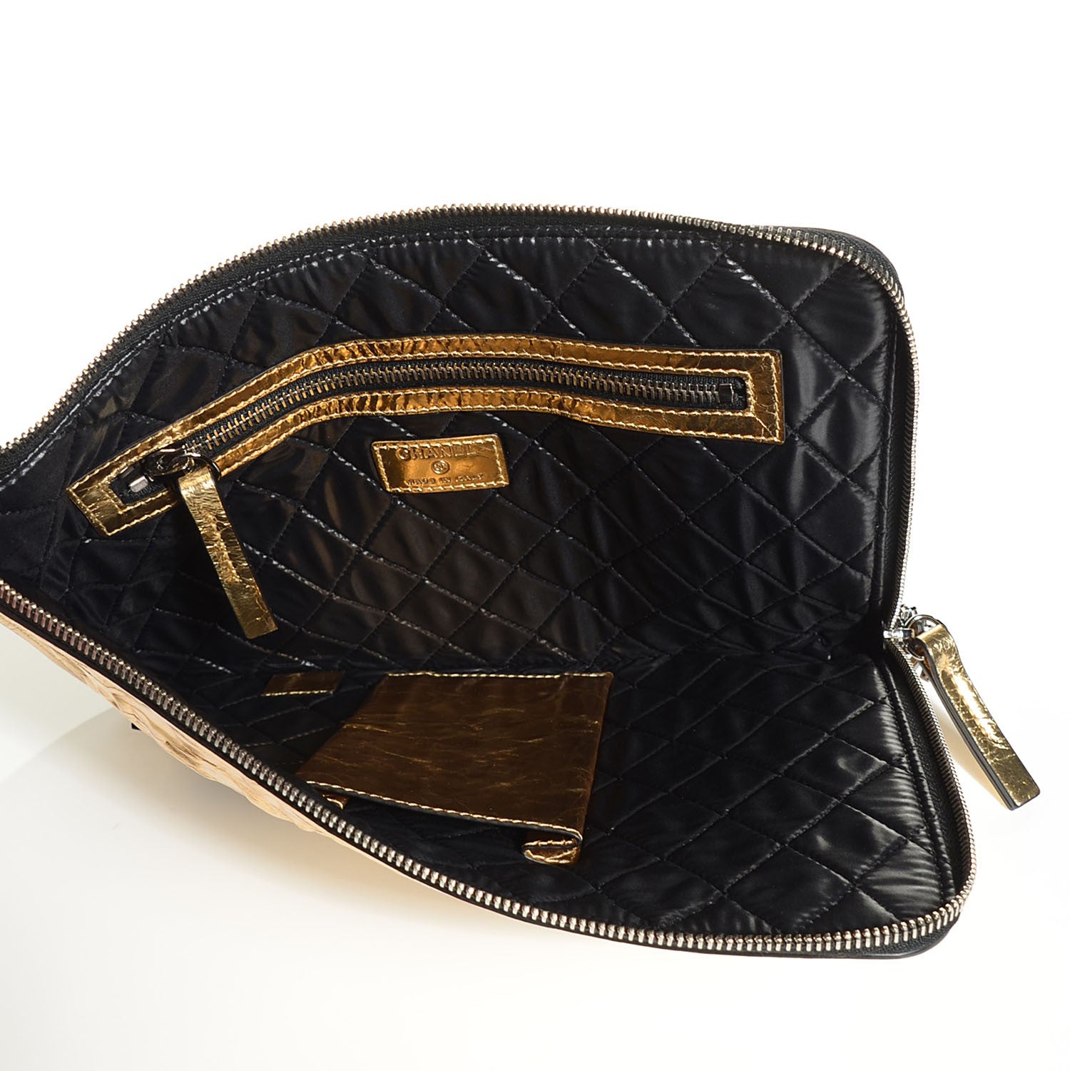 Chanel Metallic Lambskin Medium Je Ne Suis Pas En Solde Pouch Clutch Gold 5 of 7