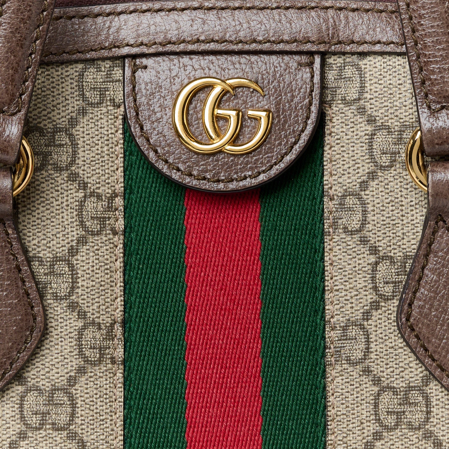 Gucci GG Supreme Monogram Web Medium Ophidia Top Handle Dome Bag Brown 9 of 11