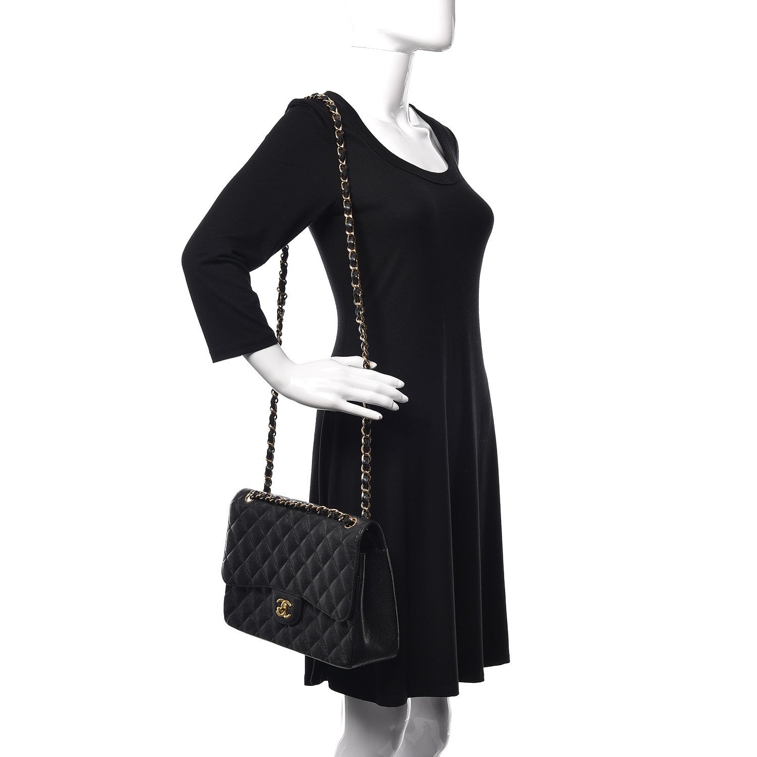 Chanel Caviar Quilted Jumbo Double Flap Black 2 of 17