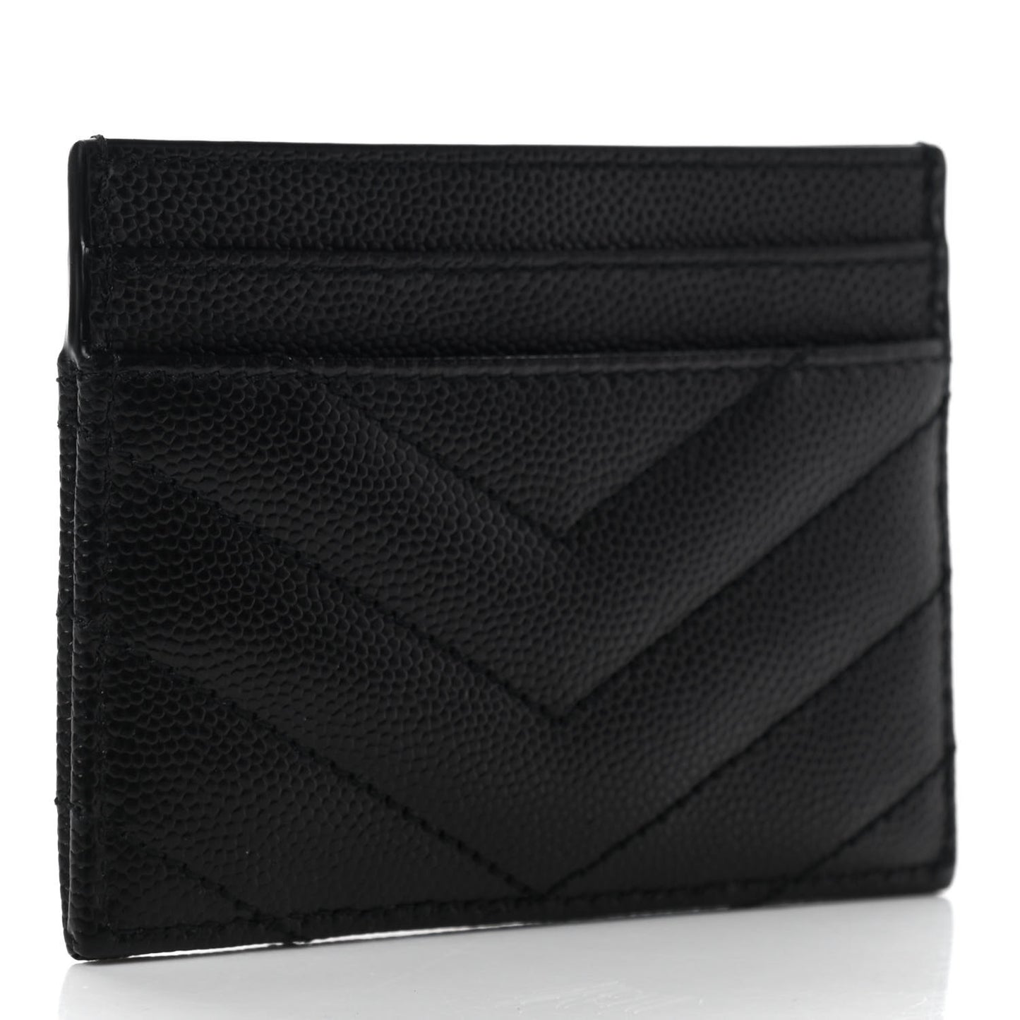 Grain De Poudre Matelasse Chevron Monogram Credit Card Case Black
