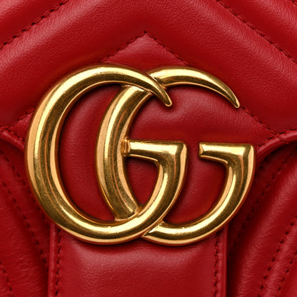 Gucci Calfskin Matelasse Small GG Marmont Shoulder Bag Hibiscus Red 11 of 13