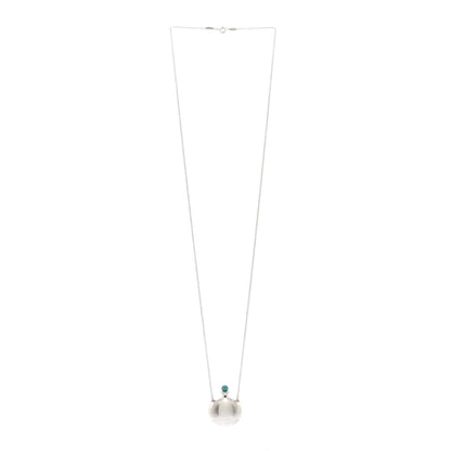 Tiffany Sterling Silver Turquoise Elsa Peretti Round Bottle Pendant Necklace 3 of 4