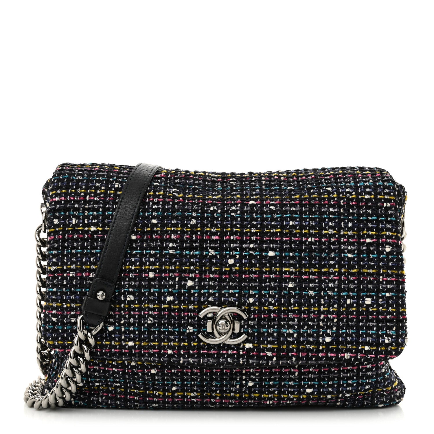 Chanel Tweed Small Messenger Flap Navy 1 of 11