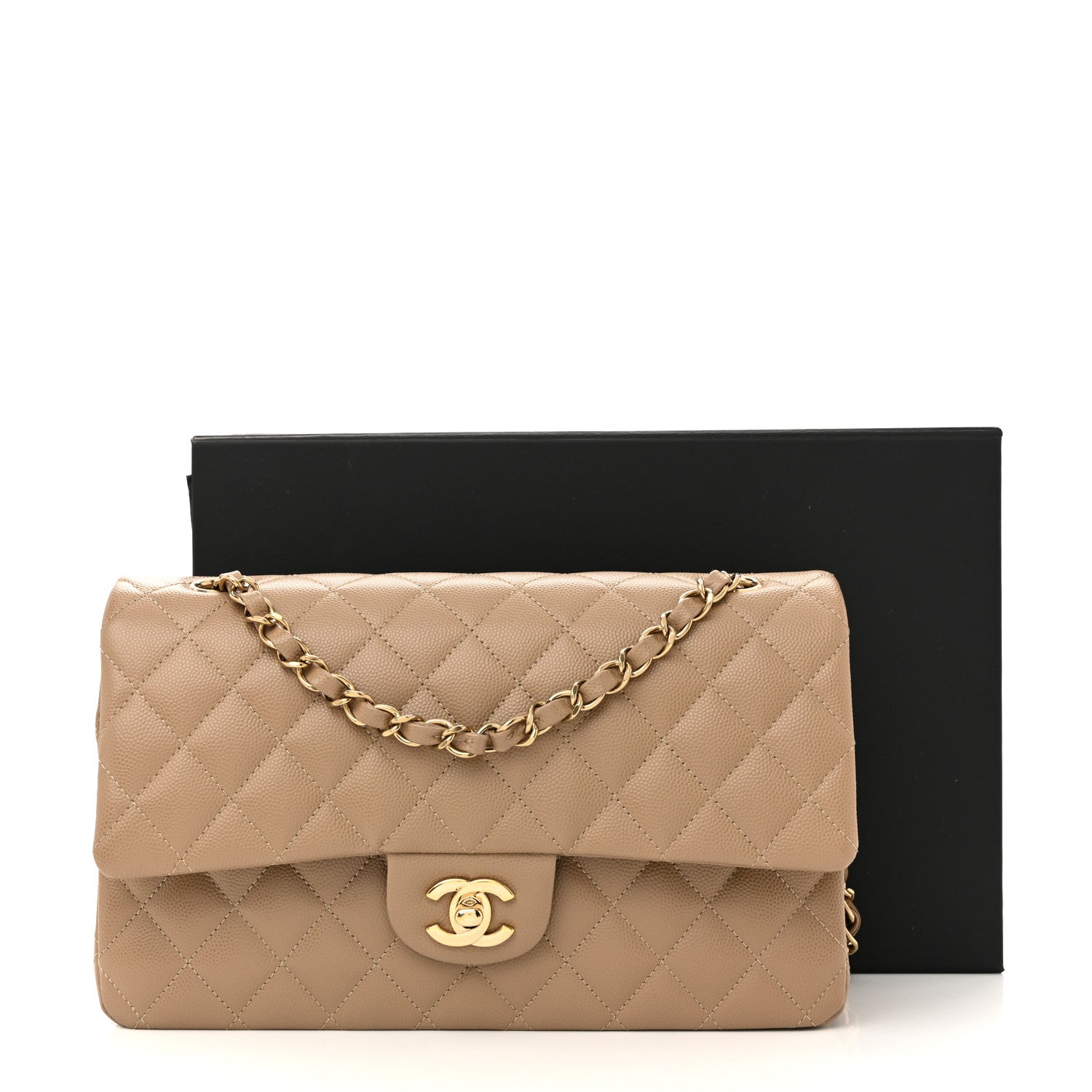 Chanel Caviar Quilted Medium Double Flap Dark Beige 12 of 12