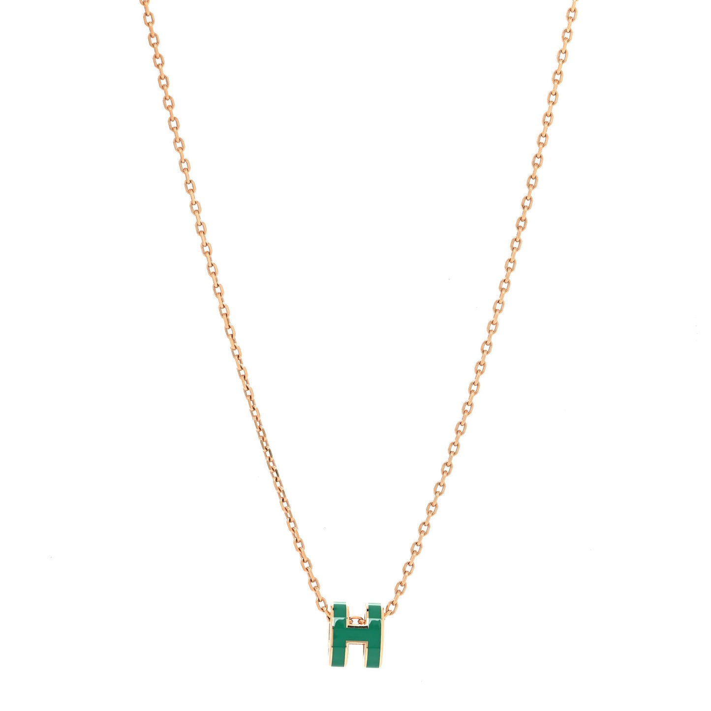 Lacquered Gold Mini Pop H Pendant Necklace Malachite