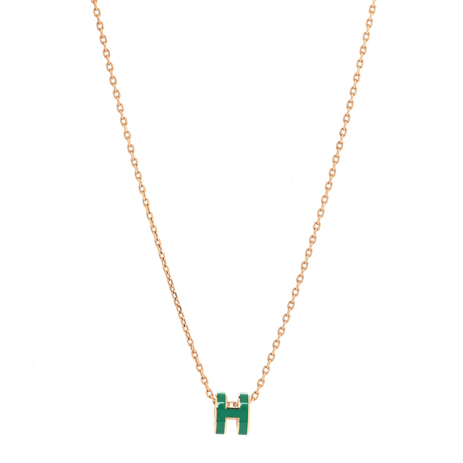Hermes Lacquered Gold Mini Pop H Pendant Necklace Malachite 1 of 5