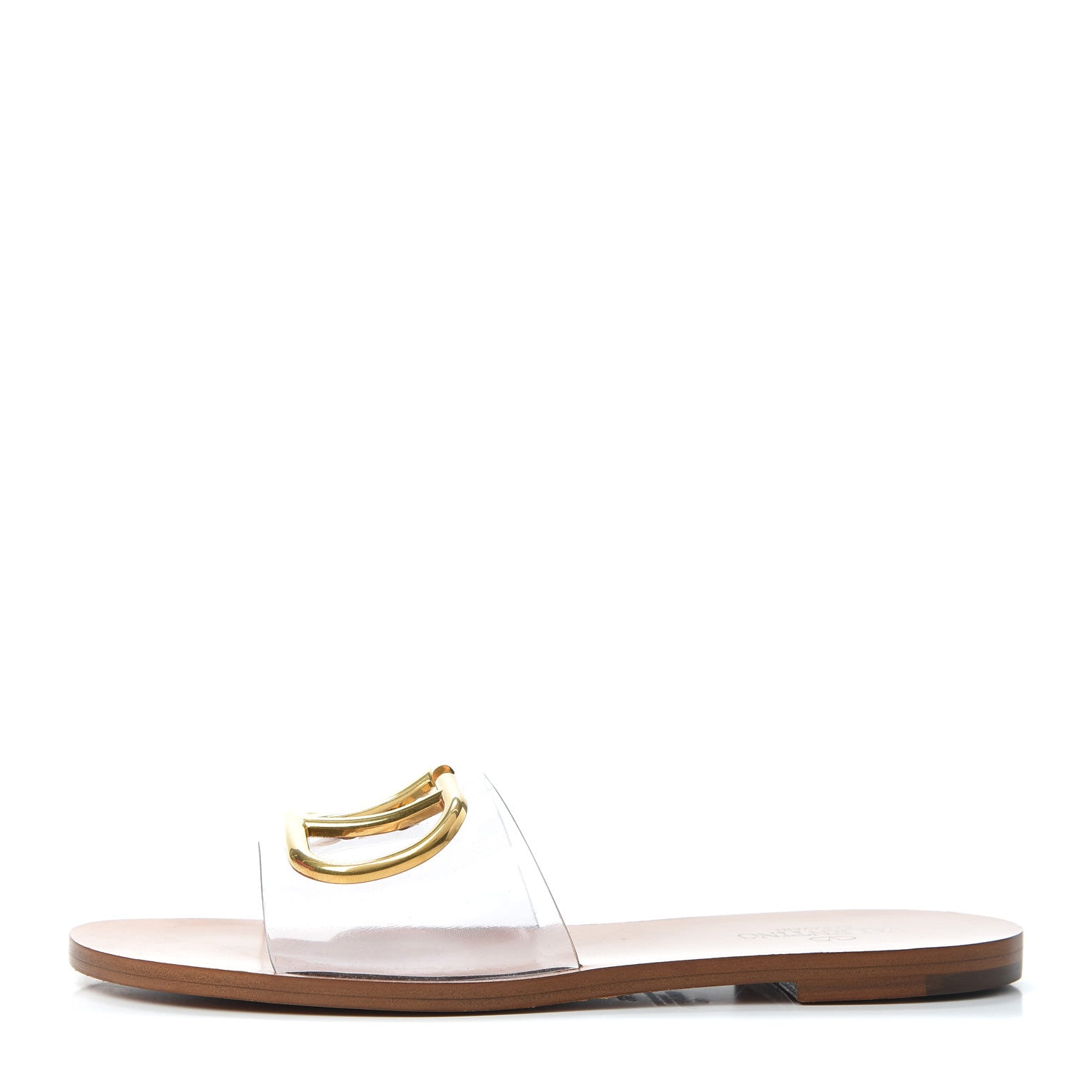 Valentino Garavani PVC Transparent Vlogo Flat Slide Sandals 35.5 Brown 1 of 7