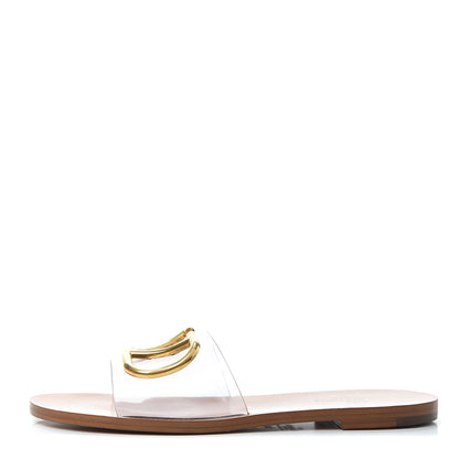 Valentino Garavani PVC Transparent Vlogo Flat Slide Sandals 35.5 Brown 1 of 7