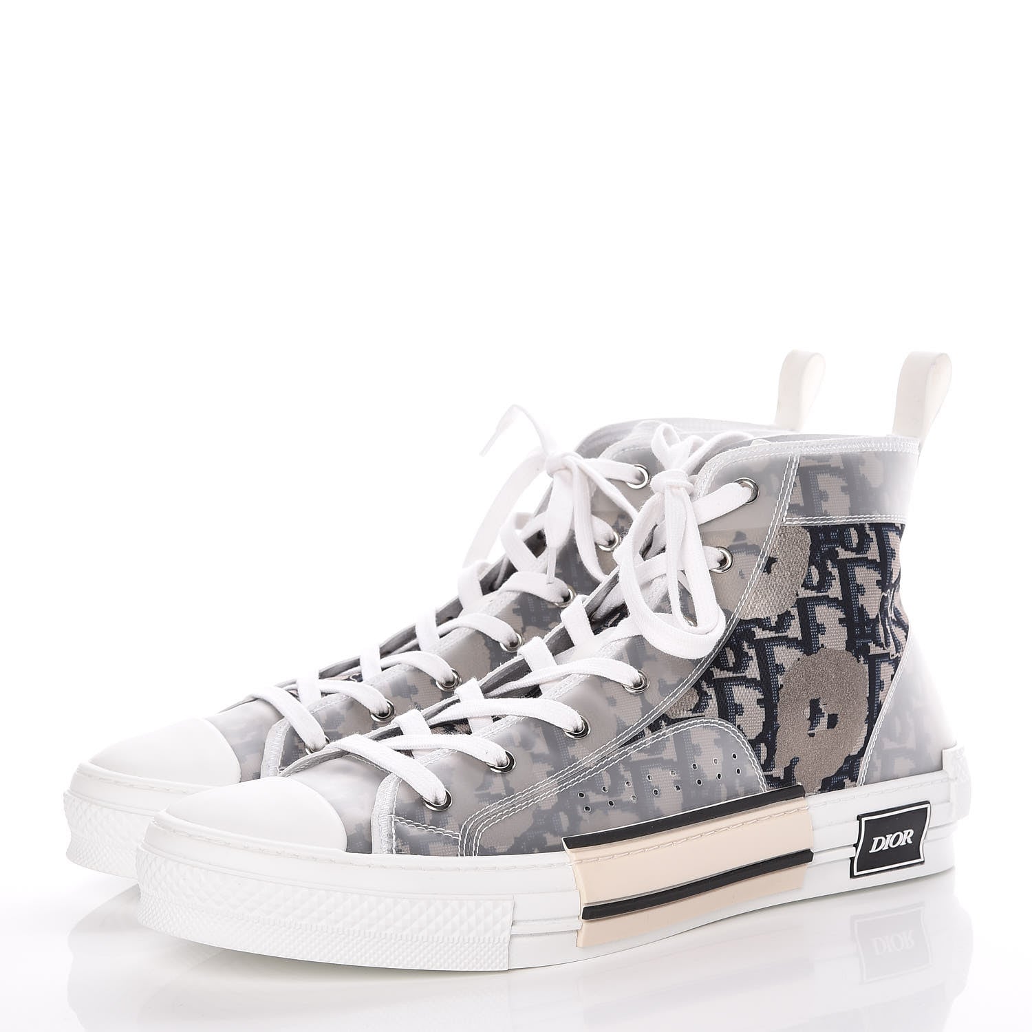 Christian Dior Canvas Oblique Mens B23 High Top Sneakers 46 White 3 of 15