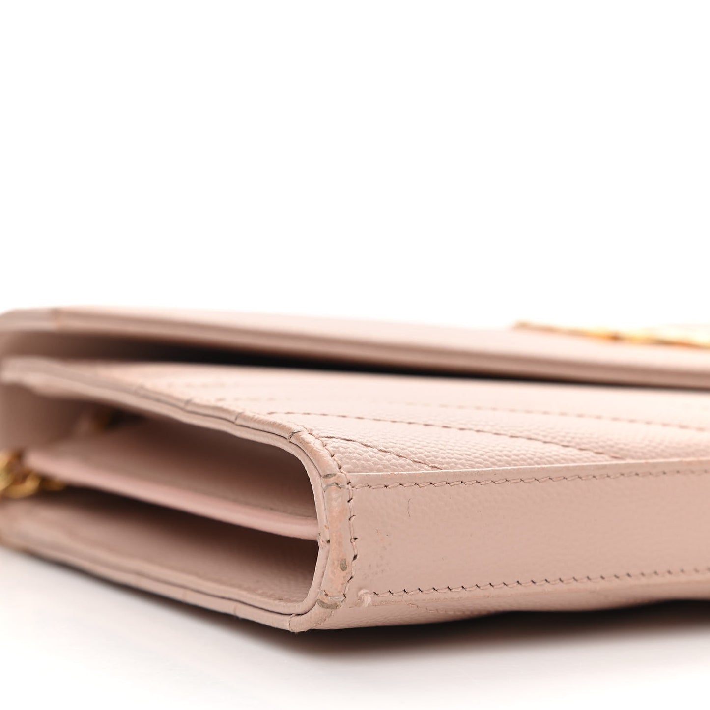 Grain De Poudre Matelasse Chevron Monogram Chain Wallet Pale Blush