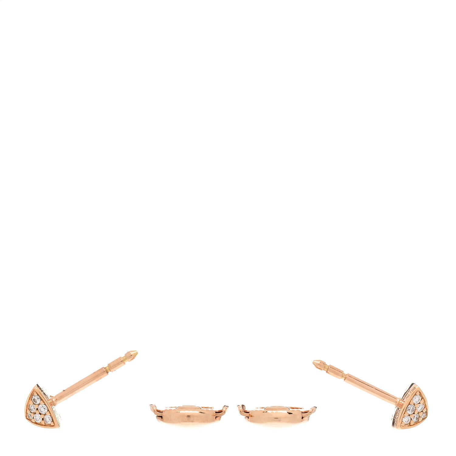 Hermes 18K Rose Gold Diamond Clou d'H Stud Earrings 3 of 5