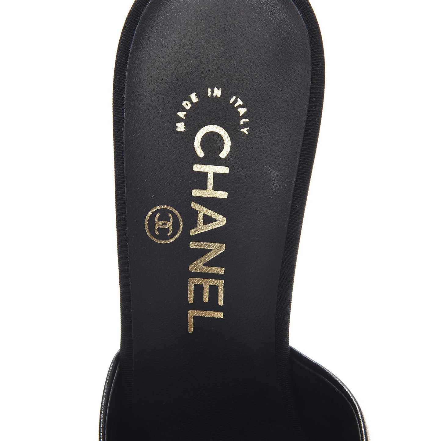 Goatskin Grosgrain Cap Toe Pearl Mule 36.5 Black
