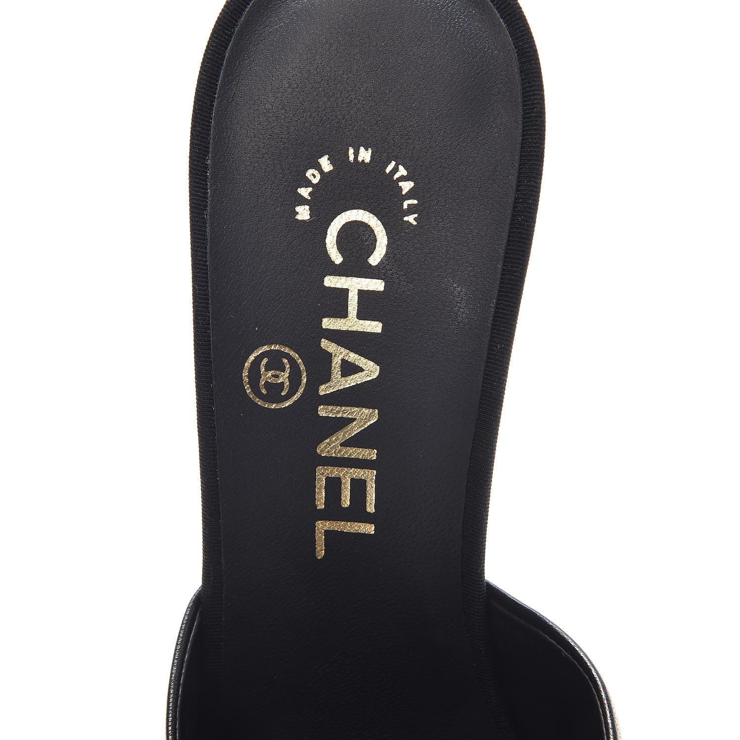 Chanel Goatskin Grosgrain Cap Toe Pearl Mule 36.5 Black 7 of 9