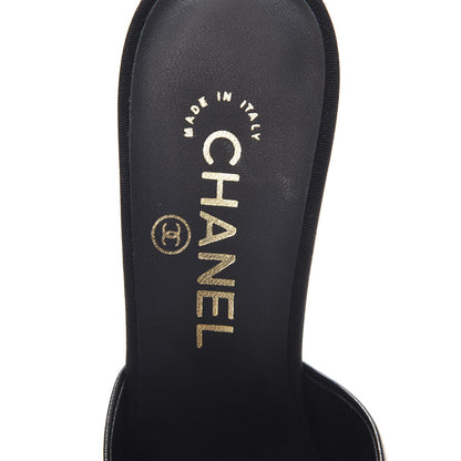 Chanel Goatskin Grosgrain Cap Toe Pearl Mule 36.5 Black 7 of 9