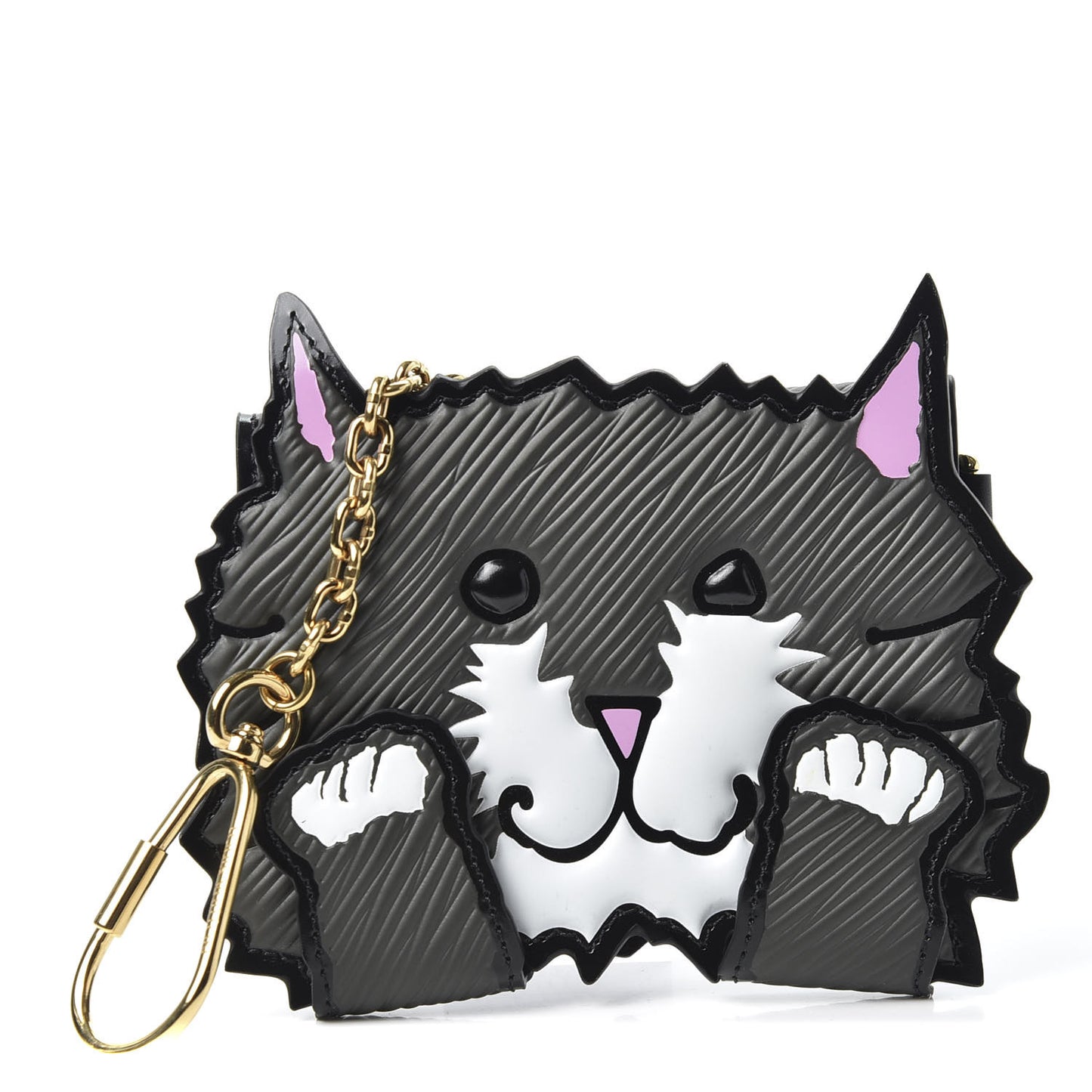 Epi Catogram Calfskin Cat Card Holder Black