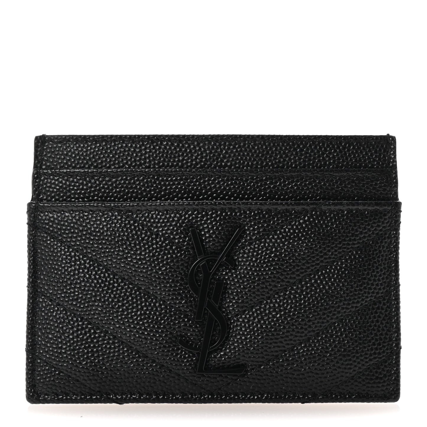 Grain De Poudre Matelasse Chevron Monochrome Monogram Credit Card Case Black