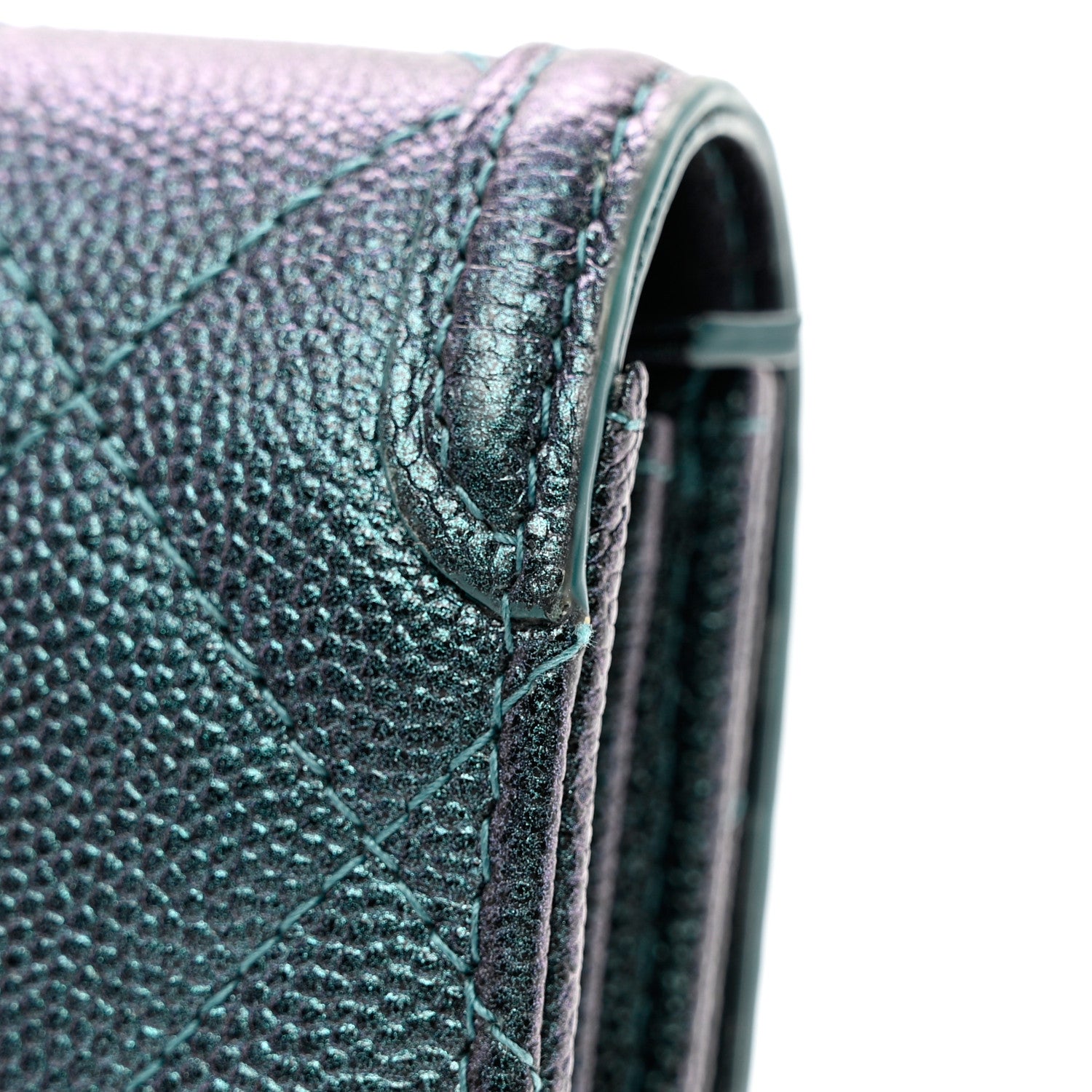 Chanel Iridescent Caviar Quilted Medium Filigree Flap Wallet Dark Turquoise 9 of 11