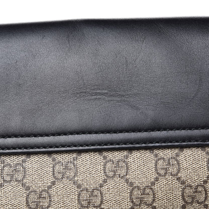 Gucci GG Supreme Monogram Single Buckle Flap Messenger Bag Beige Black 14 of 16
