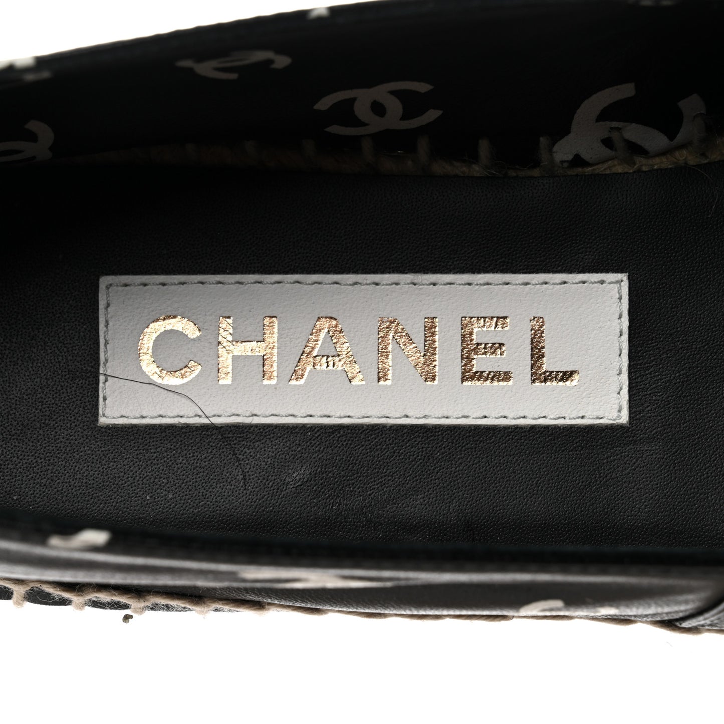 Lambskin Printed CC Espadrilles 37 Black White