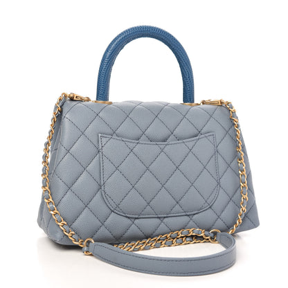 Chanel Caviar Lizard Quilted Mini Coco Handle Flap Light Blue 3 of 11