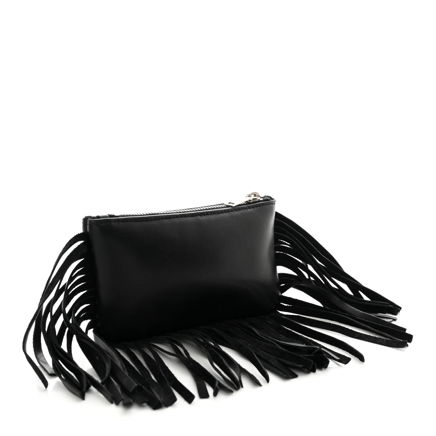 Saint Laurent Calfskin Monogram Small Fringe Key Pouch Black 3 of 9