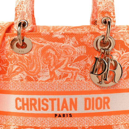 Christian Dior Canvas Toile De Jouy Reverse Embroidered Medium Lady D-Lite Fluorescent Orange 8 of 11
