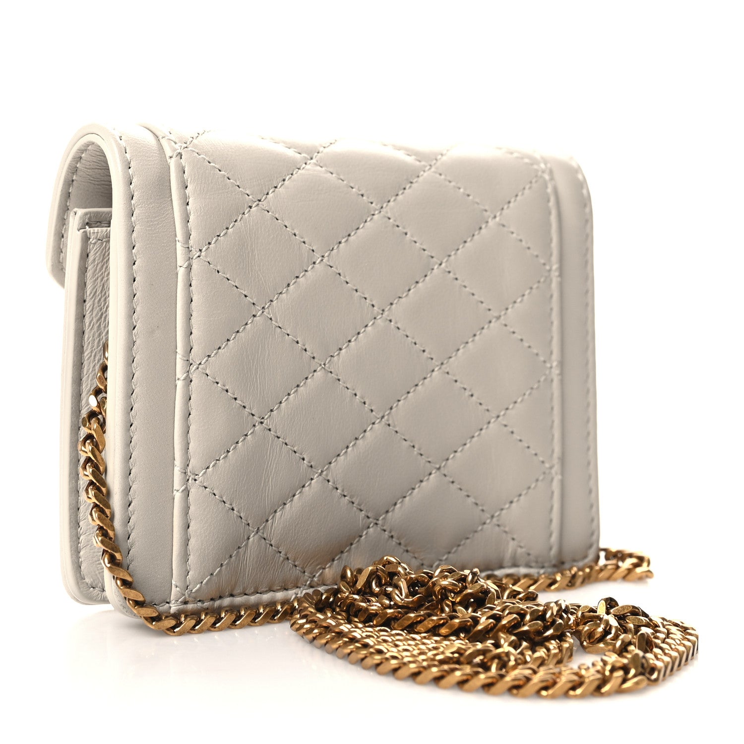 Saint Laurent Lambskin Quilted Monogram Micro Gaby Crossbody Bag Blanc Vintage 3 of 10